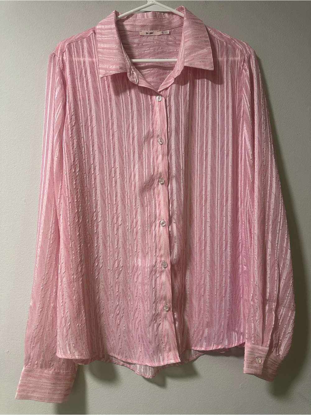 miami Pink Sheer Striped Blouse